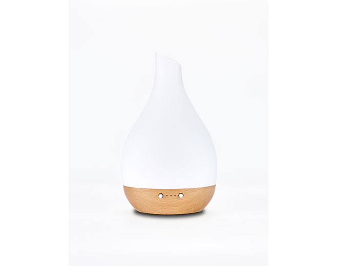 M11BG Ella-Wooden Base Art White Ultrasonic Diffuser With Light