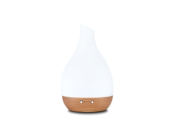 Ella-Wooden Base Art White Ultrasonic Diffuser With Light for sale