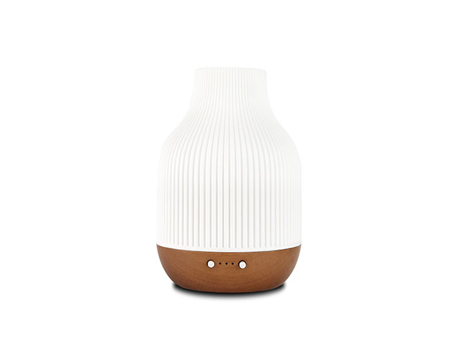 M22RZT Malco-Bamboo Base White Ceramic Electric Ultrasonic Diffuser With Light