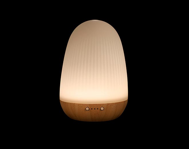 Miro-Wooden Base Ceramic Crane Water Ultrasonic Diffuser With Light