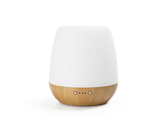 Mona-Portable  Wooden Base White Electric Ultrasonic Diffuser With Light