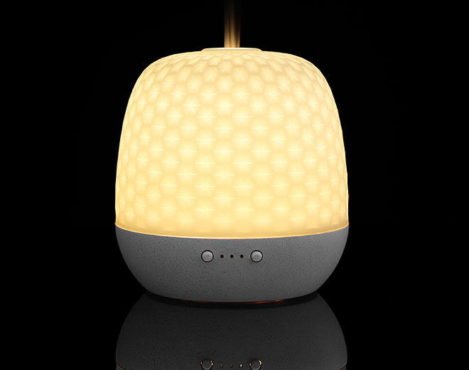 Starry-Handmade Porcelain Cover Ultrasonic Diffuser With Warm Yellow Light