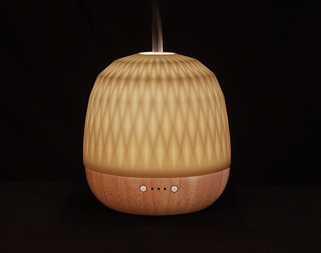 Luca-ECO Friendly Bamboo Base Ultrasonic Diffuser With Warm Yellow Light